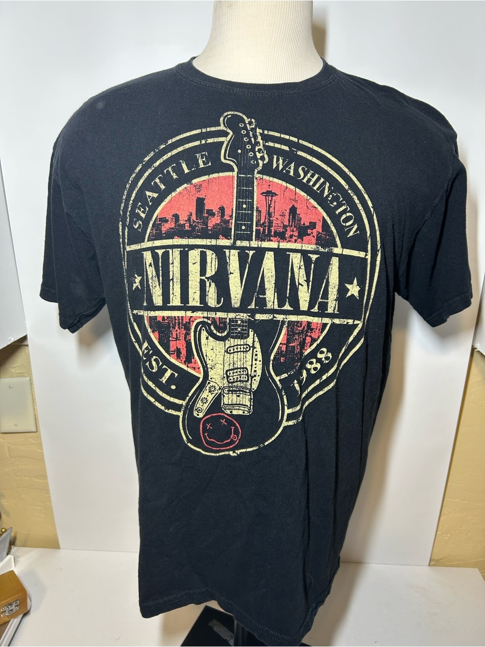 Nirvana Black Graphic Band T‑Shirt vintage anvil